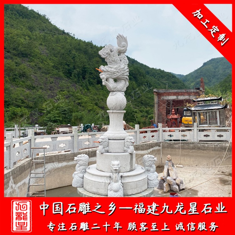 浙江东阳虹珠寺--石雕龙头喷泉